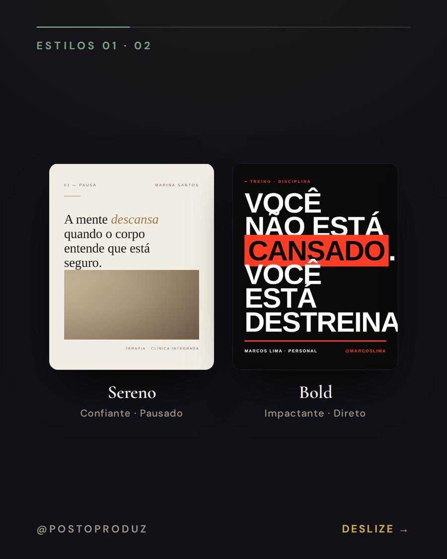 Estilos Sereno e Bold aplicados